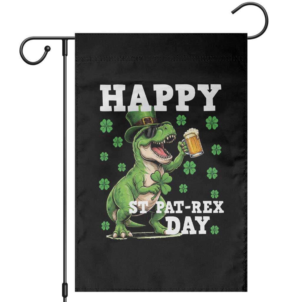 Happy St Pat Rex Day Garden Flag Funny Dinosaur Drinking Beer TS12 Black Print Your Wear