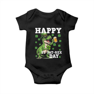 Happy St Pat Rex Day Baby Onesie Funny Dinosaur Drinking Beer TS12 Black Print Your Wear