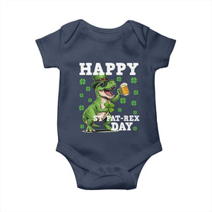 Happy St Pat Rex Day Baby Onesie Funny Dinosaur Drinking Beer TS12 Navy Print Your Wear