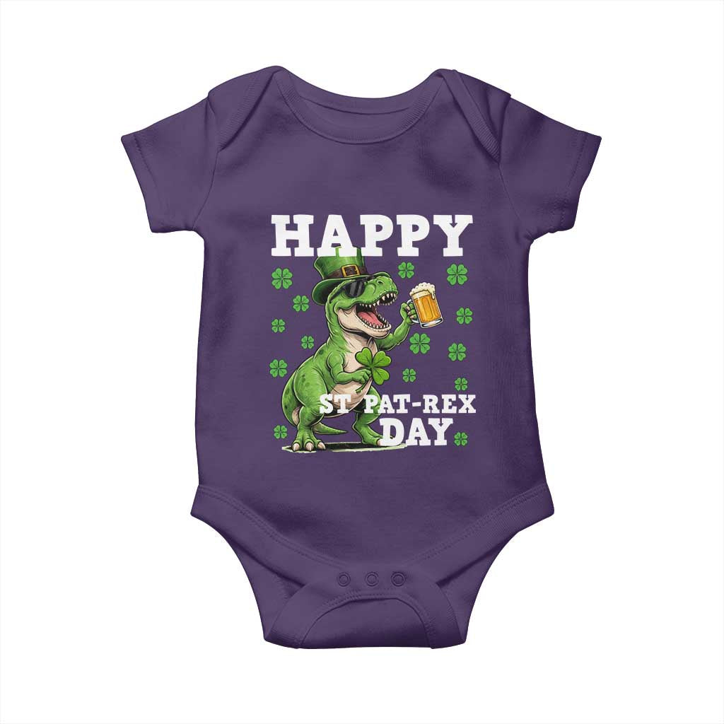 Happy St Pat Rex Day Baby Onesie Funny Dinosaur Drinking Beer TS12 Purple Print Your Wear