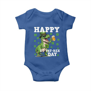 Happy St Pat Rex Day Baby Onesie Funny Dinosaur Drinking Beer TS12 Royal Blue Print Your Wear