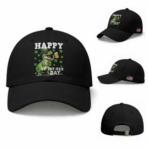 Happy St Pat Rex Day Baseball Cap Funny Dinosaur Drinking Beer TS12 Baseball Cap Universal Fit Black Print Your Wear