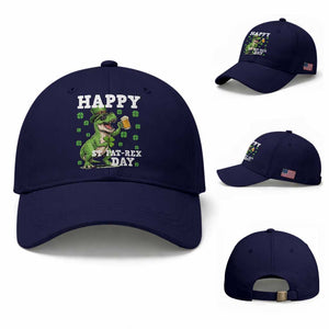 Happy St Pat Rex Day Baseball Cap Funny Dinosaur Drinking Beer TS12 Baseball Cap Universal Fit Dark Blue Print Your Wear