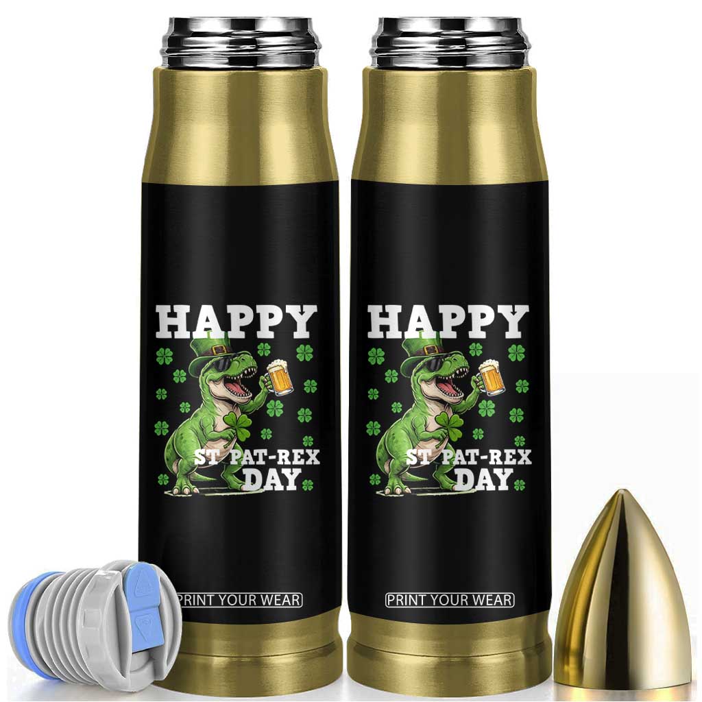 Happy St Pat Rex Day Bullet Tumbler Funny Dinosaur Drinking Beer TS12 Black Print Your Wear
