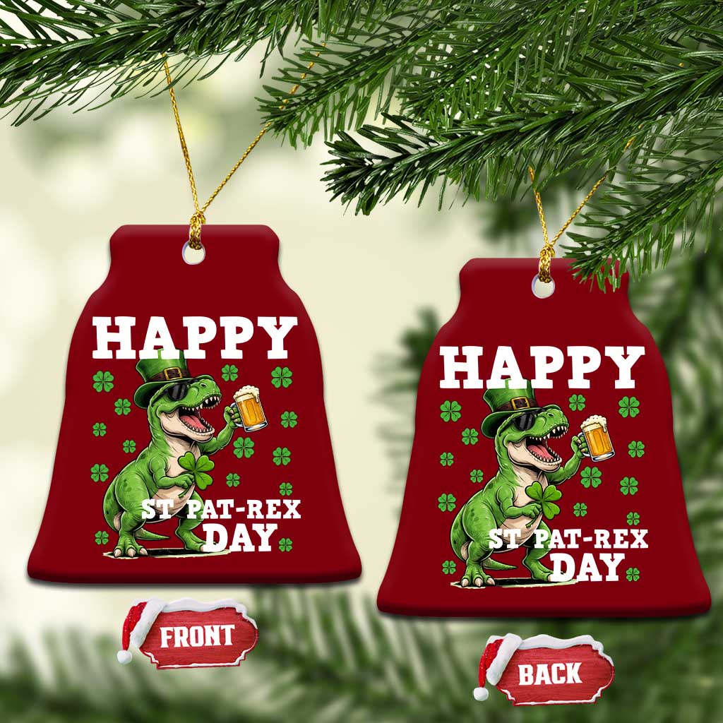 Happy St Pat Rex Day Ceramic Ornament Funny Dinosaur Drinking Beer TS12 Print Your Wear