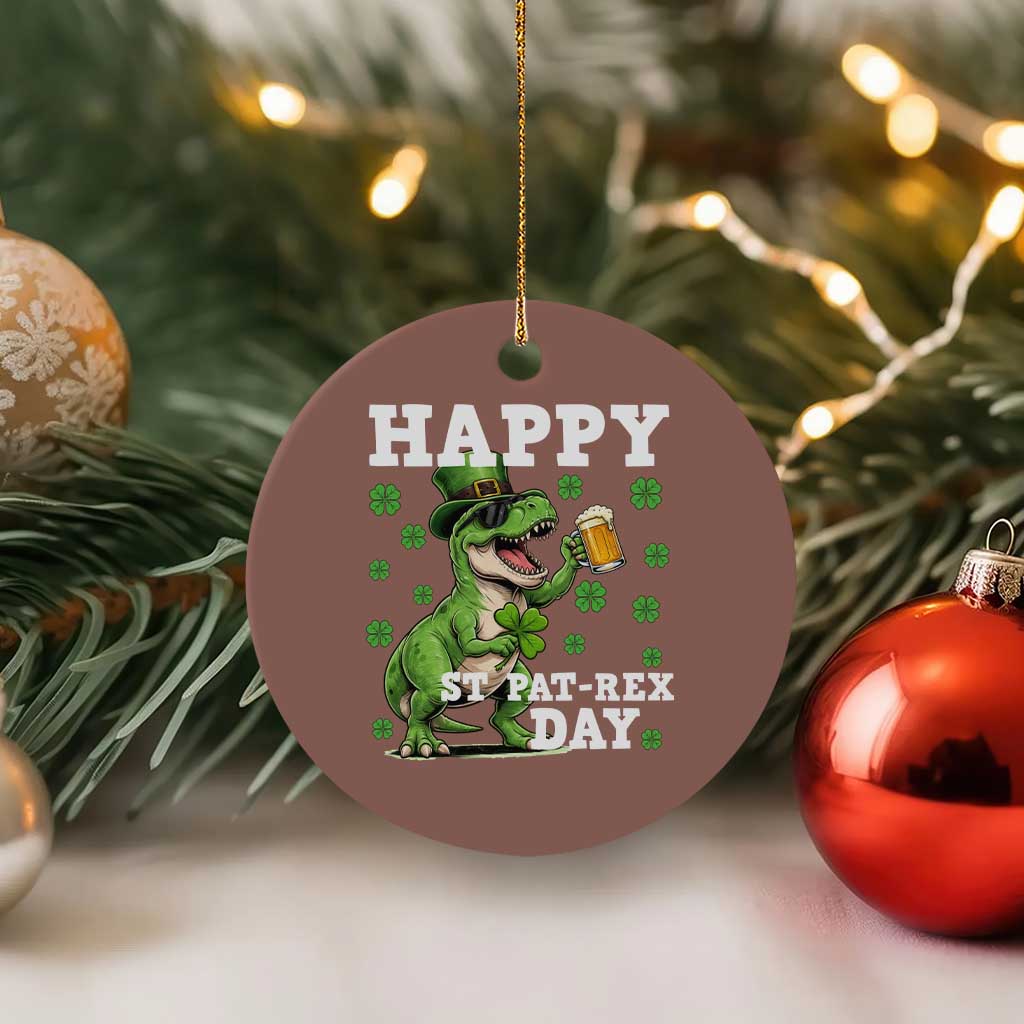 Happy St Pat Rex Day Ceramic Ornament Funny Dinosaur Drinking Beer TS12 1pc Mocha Print Your Wear