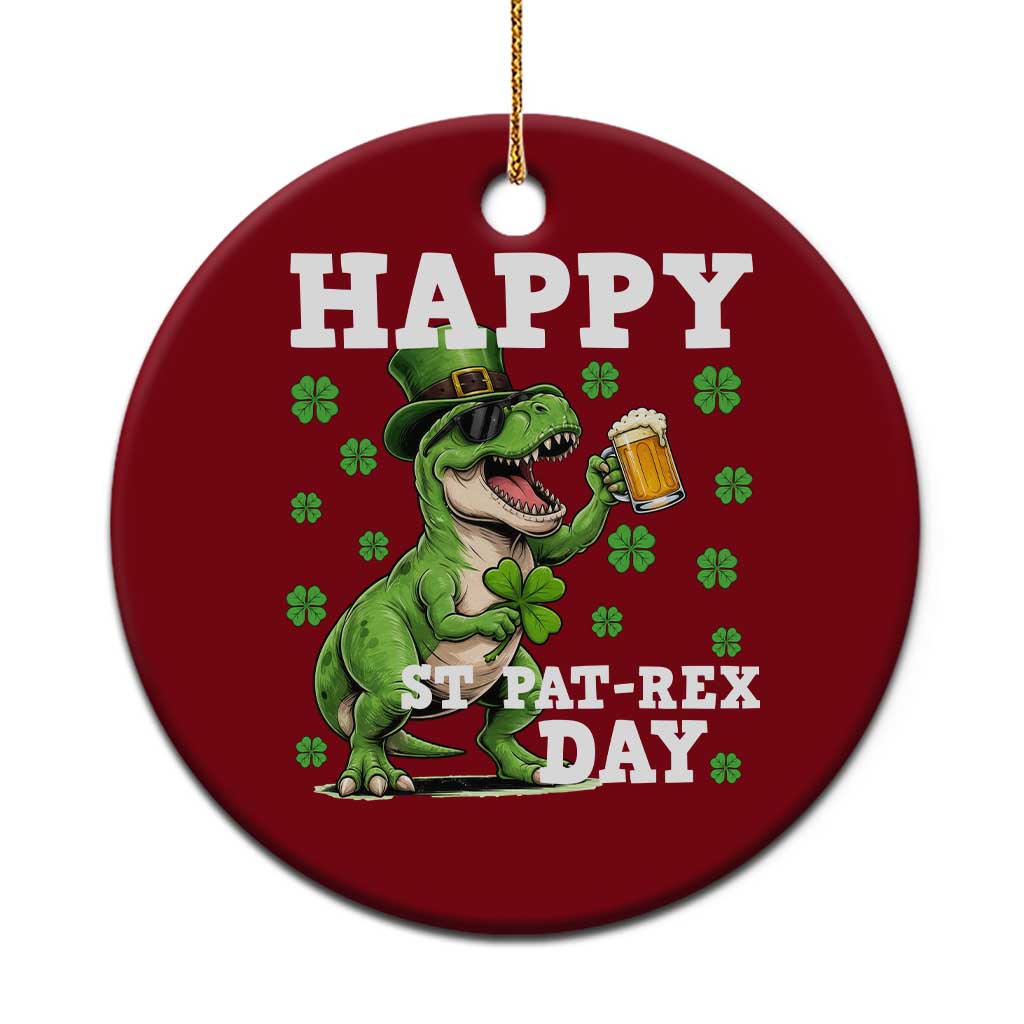 Happy St Pat Rex Day Ceramic Ornament Funny Dinosaur Drinking Beer TS12 1pc Red Print Your Wear