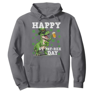 Happy St Pat Rex Day Hoodie Funny Dinosaur Drinking Beer TS12 Charcoal Print Your Wear