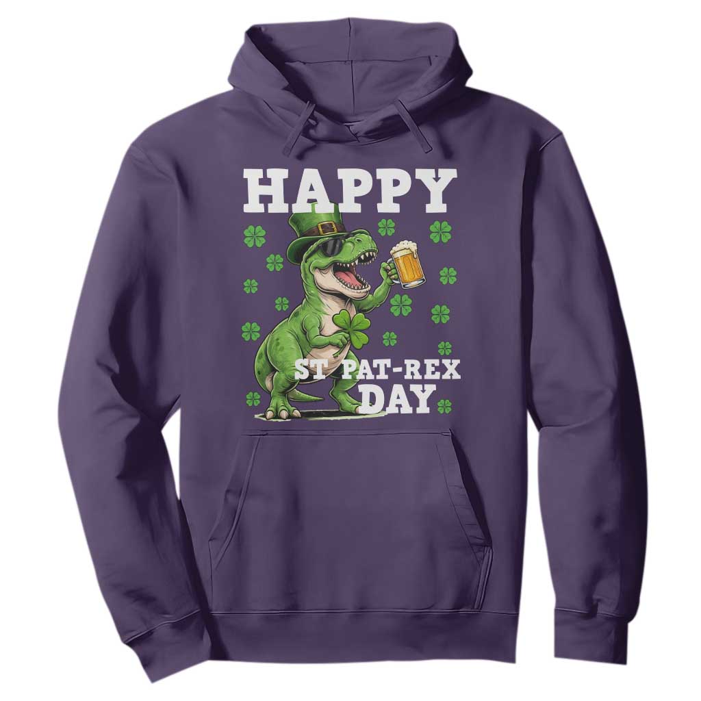 Happy St Pat Rex Day Hoodie Funny Dinosaur Drinking Beer TS12 Purple Print Your Wear