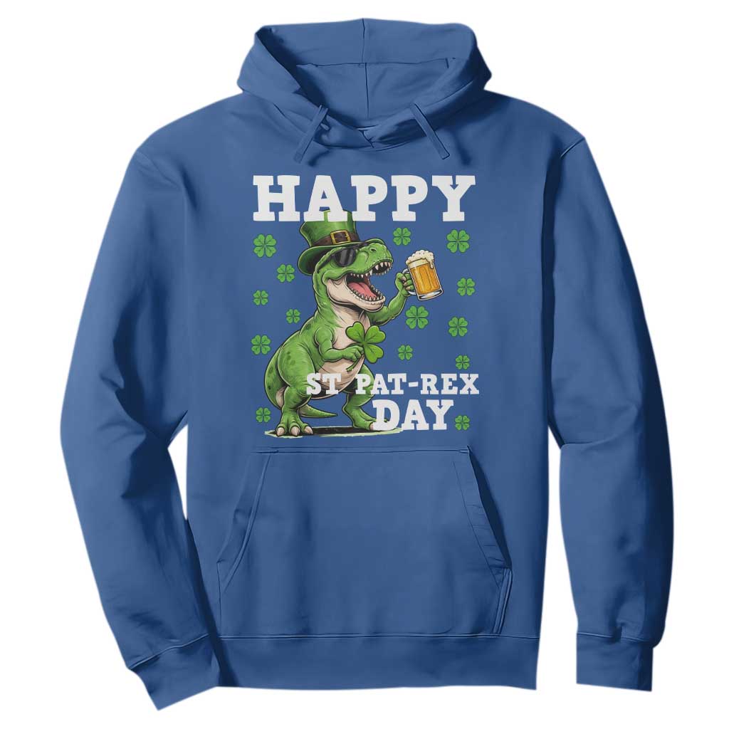 Happy St Pat Rex Day Hoodie Funny Dinosaur Drinking Beer TS12 Royal Blue Print Your Wear
