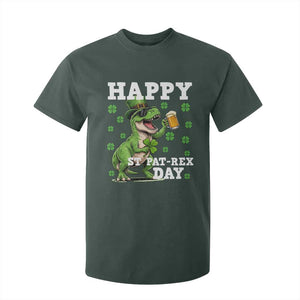 Happy St Pat Rex Day T Shirt For Kid Funny Dinosaur Drinking Beer TS12 Dark Forest Green Print Your Wear