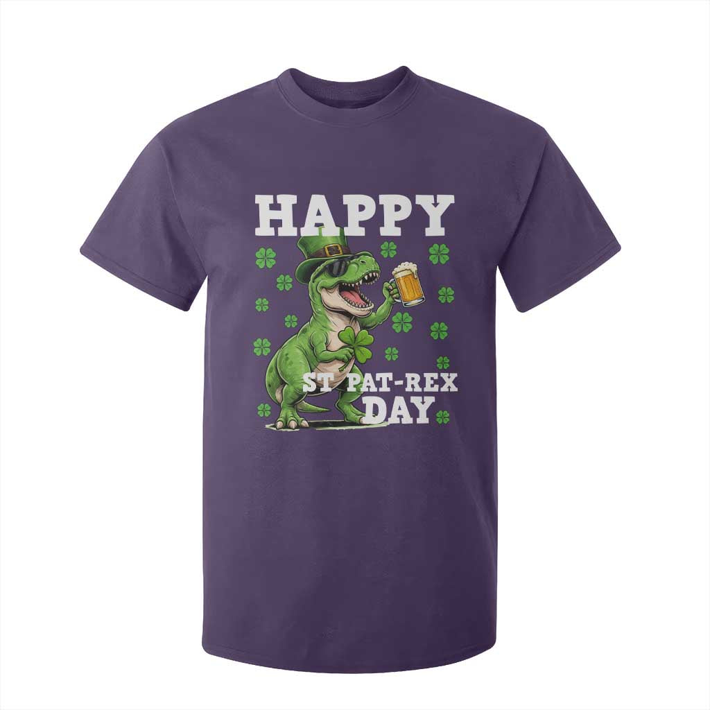 Happy St Pat Rex Day T Shirt For Kid Funny Dinosaur Drinking Beer TS12 Purple Print Your Wear