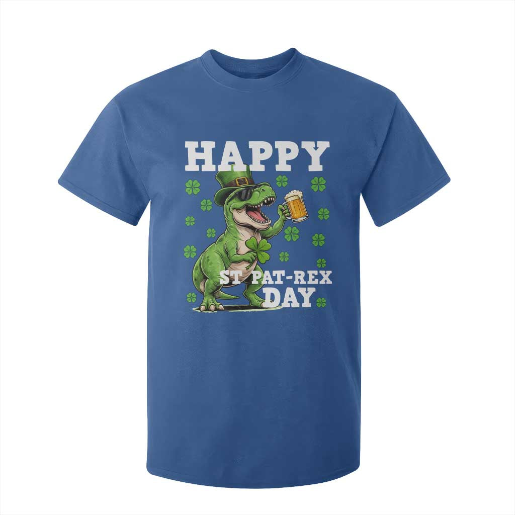 Happy St Pat Rex Day T Shirt For Kid Funny Dinosaur Drinking Beer TS12 Royal Blue Print Your Wear