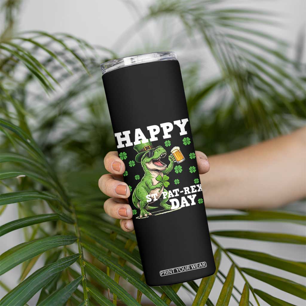 Happy St Pat Rex Day Skinny Tumbler Funny Dinosaur Drinking Beer TS12 Print Your Wear