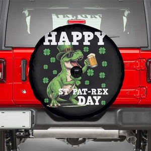 Happy St Pat Rex Day Spare Tire Cover Funny Dinosaur Drinking Beer TS12 Black Print Your Wear