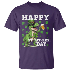 Happy St Pat Rex Day T Shirt Funny Dinosaur Drinking Beer TS12 Purple Print Your Wear