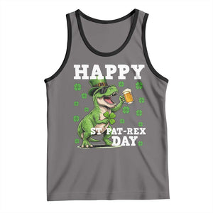 Happy St Pat Rex Day Tank Top Funny Dinosaur Drinking Beer TS12 Deep Heather Black Print Your Wear