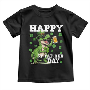 Happy St Pat Rex Day Toddler T Shirt Funny Dinosaur Drinking Beer TS12 Black Print Your Wear