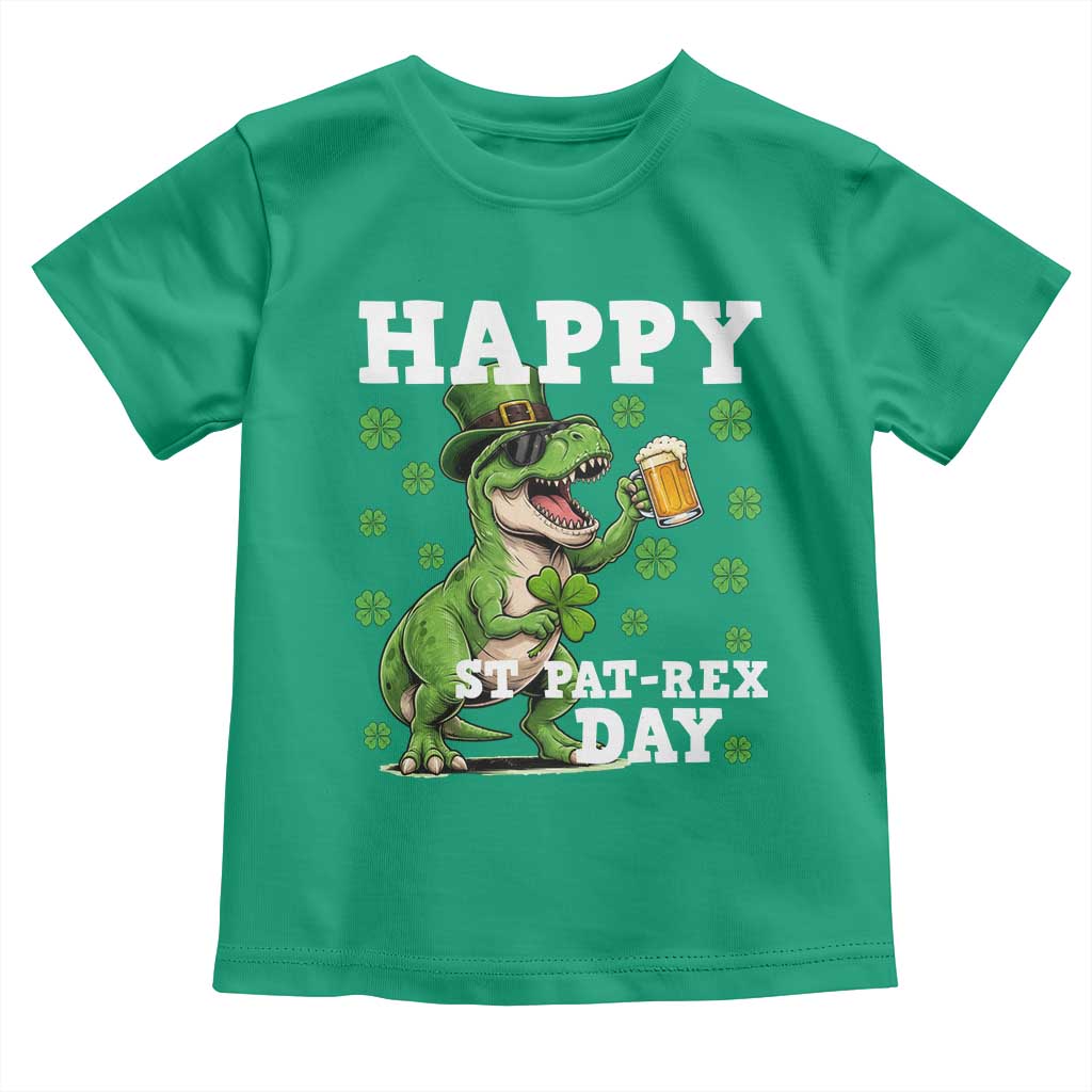 Happy St Pat Rex Day Toddler T Shirt Funny Dinosaur Drinking Beer TS12 Irish Green Print Your Wear