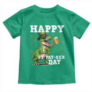 Happy St Pat Rex Day Toddler T Shirt Funny Dinosaur Drinking Beer TS12 Irish Green Print Your Wear