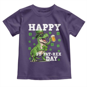 Happy St Pat Rex Day Toddler T Shirt Funny Dinosaur Drinking Beer TS12 Purple Print Your Wear