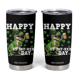 Happy St Pat Rex Day Tumbler Cup Funny Dinosaur Drinking Beer TS12 Black Print Your Wear