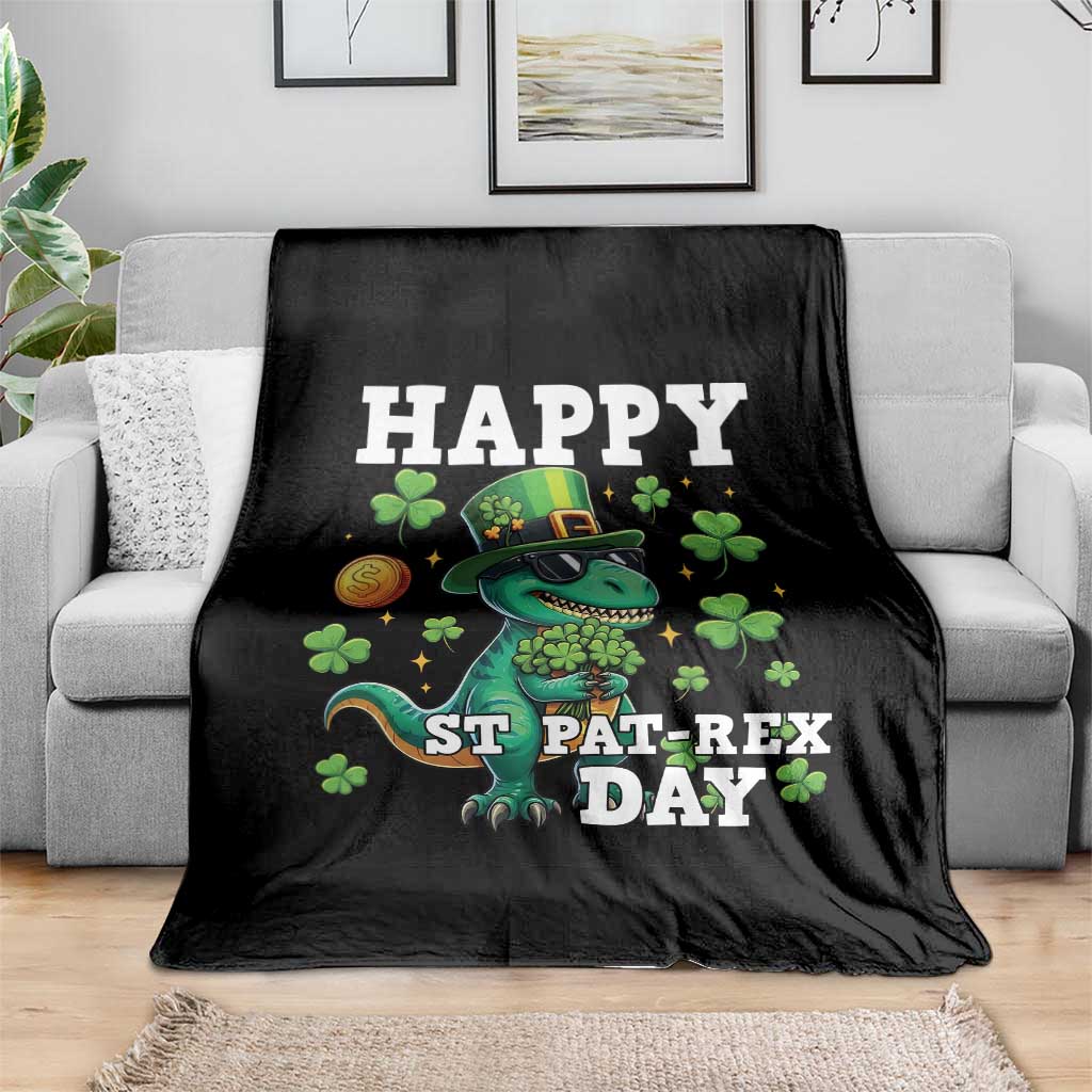 Happy St Pat Rex Day Throw Blanket St Patricks Day Dino Lover TS12 Print Your Wear