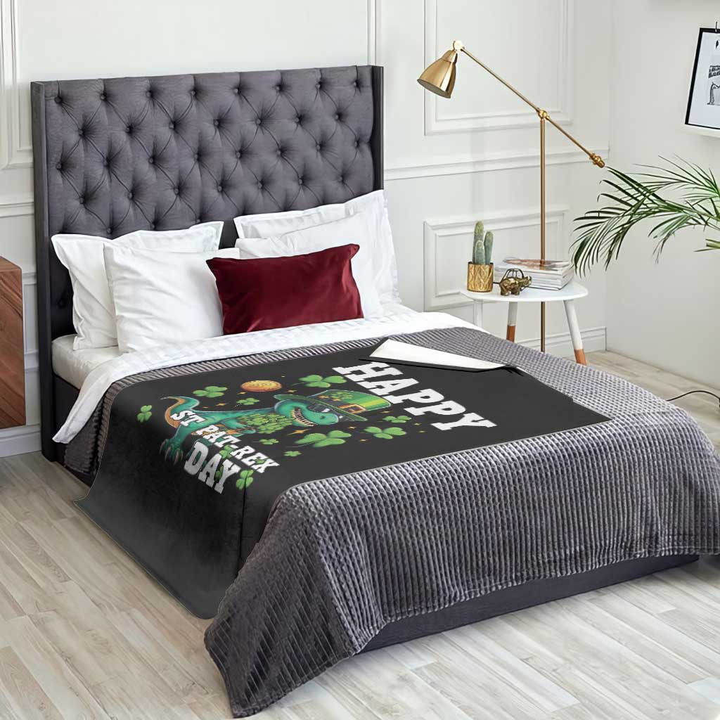 Happy St Pat Rex Day Throw Blanket St Patricks Day Dino Lover TS12 Print Your Wear