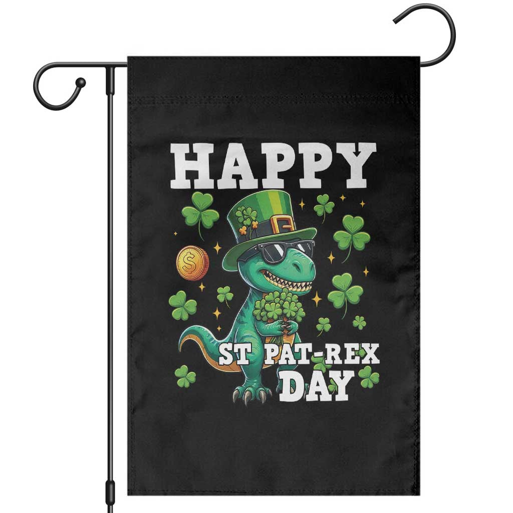 Happy St Pat Rex Day Garden Flag St Patricks Day Dino Lover TS12 Black Print Your Wear