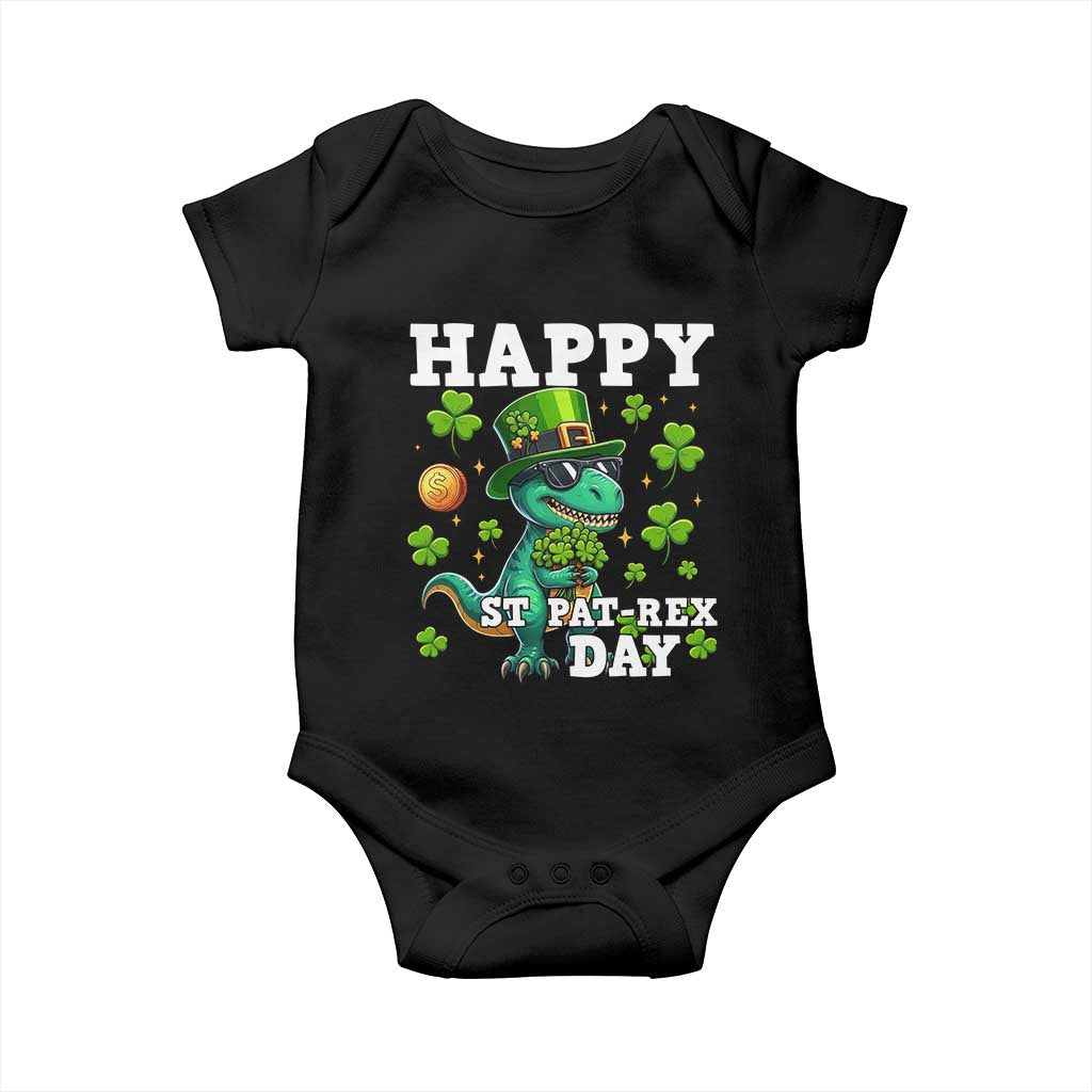Happy St Pat Rex Day Baby Onesie St Patricks Day Dino Lover TS12 Black Print Your Wear