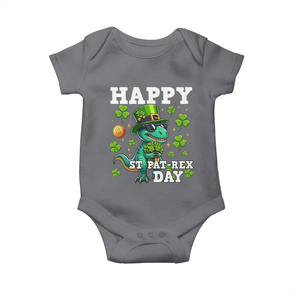 Happy St Pat Rex Day Baby Onesie St Patricks Day Dino Lover TS12 Charcoal Print Your Wear