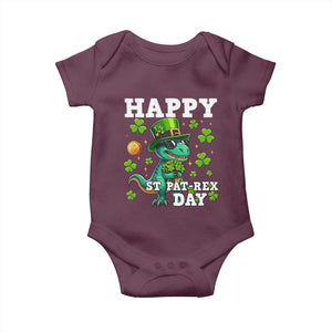 Happy St Pat Rex Day Baby Onesie St Patricks Day Dino Lover TS12 Maroon Print Your Wear