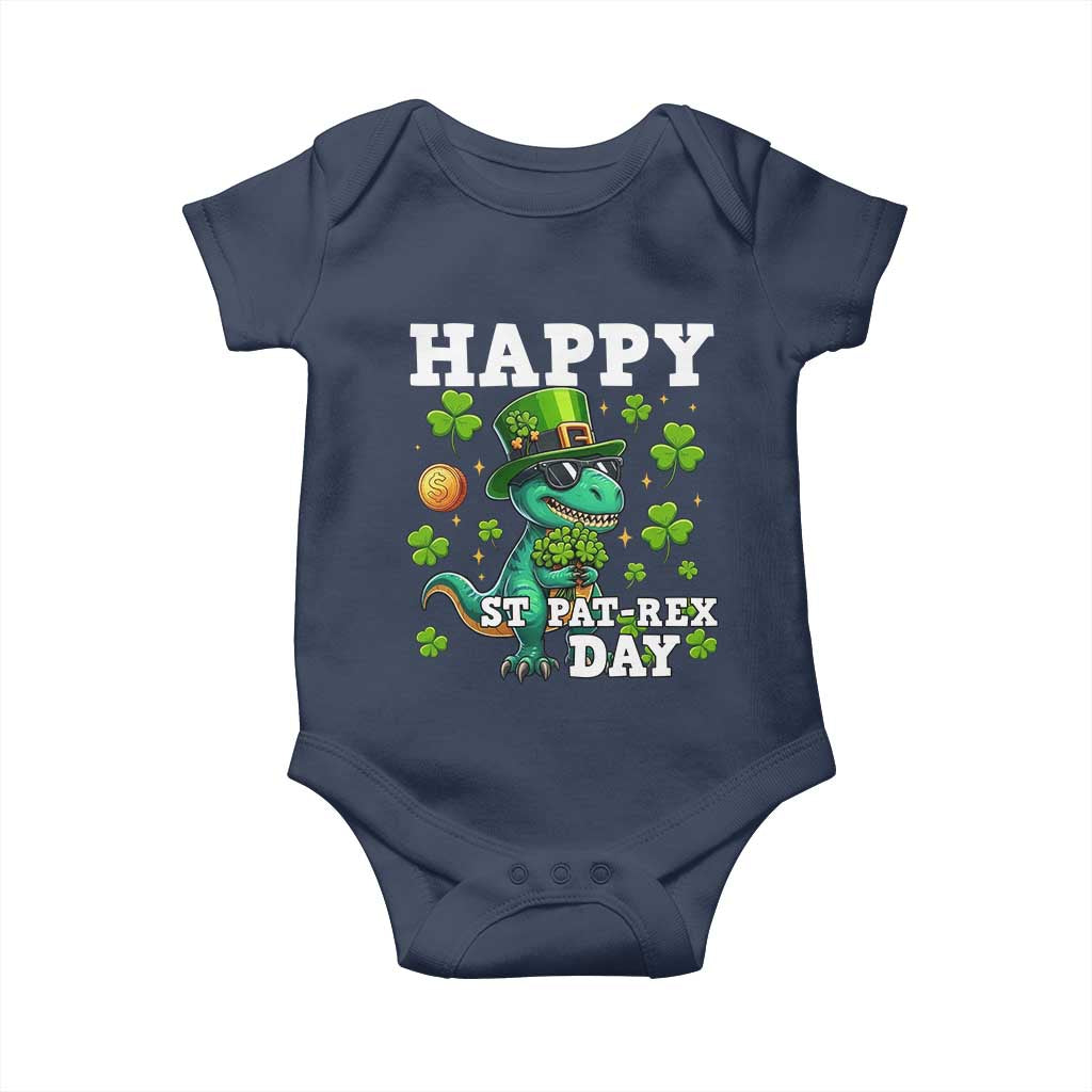 Happy St Pat Rex Day Baby Onesie St Patricks Day Dino Lover TS12 Navy Print Your Wear