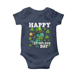 Happy St Pat Rex Day Baby Onesie St Patricks Day Dino Lover TS12 Navy Print Your Wear