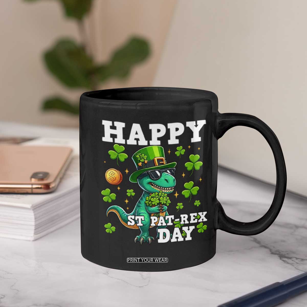 Happy St Pat Rex Day Coffee Mug St Patricks Day Dino Lover TS12 Print Your Wear