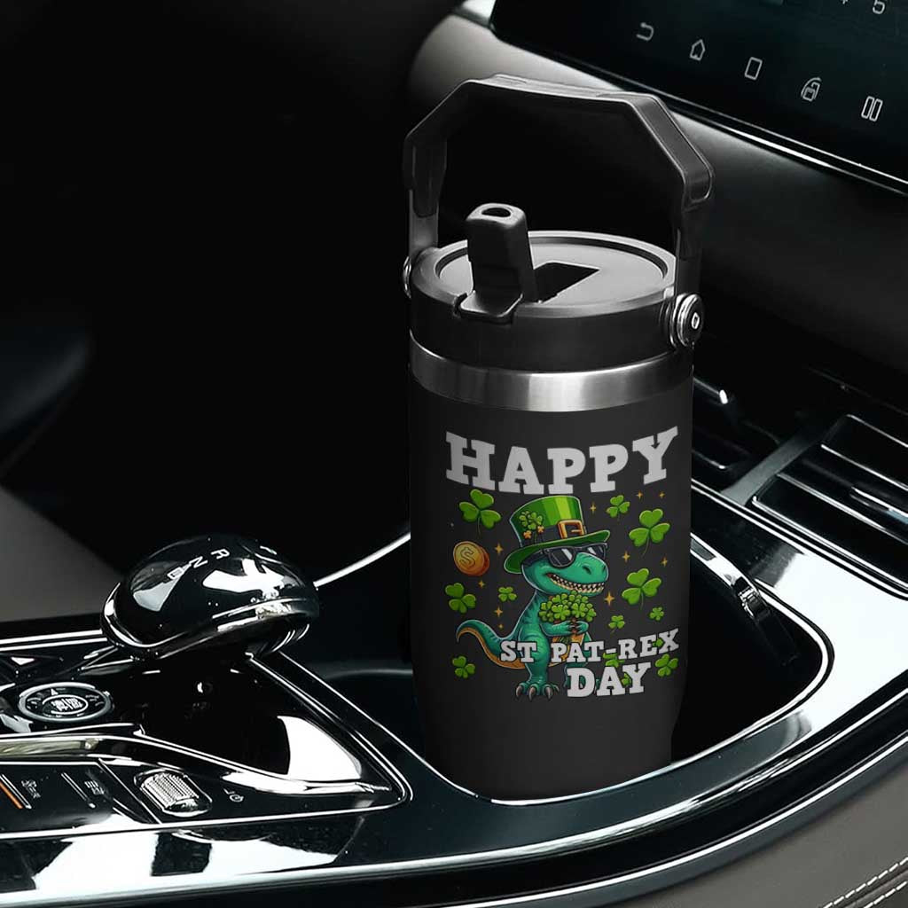 Happy St Pat Rex Day Flip Straw Tumbler St Patricks Day Dino Lover TS12 Print Your Wear