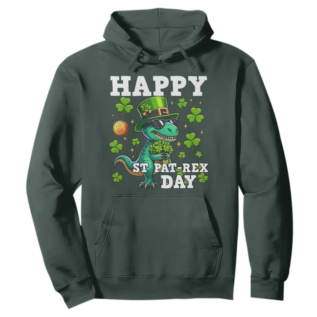 Happy St Pat Rex Day Hoodie St Patricks Day Dino Lover TS12 Dark Forest Green Print Your Wear