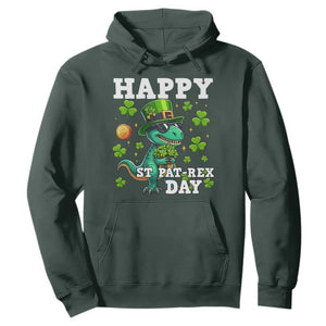 Happy St Pat Rex Day Hoodie St Patricks Day Dino Lover TS12 Dark Forest Green Print Your Wear