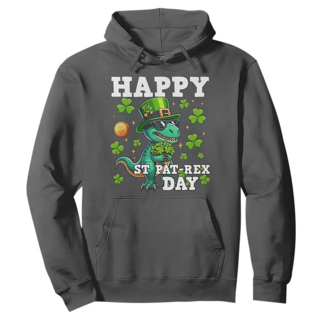 Happy St Pat Rex Day Hoodie St Patricks Day Dino Lover TS12 Dark Heather Print Your Wear
