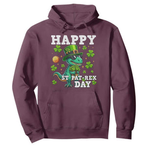 Happy St Pat Rex Day Hoodie St Patricks Day Dino Lover TS12 Maroon Print Your Wear