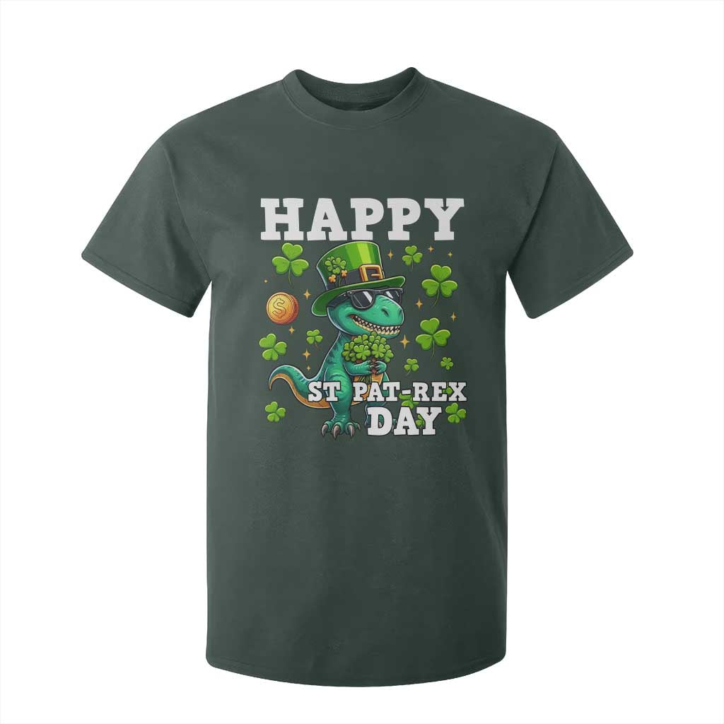 Happy St Pat Rex Day T Shirt For Kid St Patricks Day Dino Lover TS12 Dark Forest Green Print Your Wear