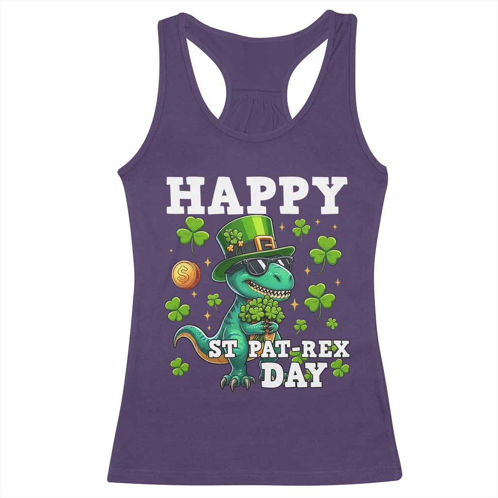 Happy St Pat Rex Day Racerback Tank Top St Patricks Day Dino Lover TS12 Purple Print Your Wear