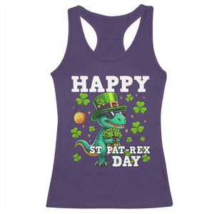 Happy St Pat Rex Day Racerback Tank Top St Patricks Day Dino Lover TS12 Purple Print Your Wear