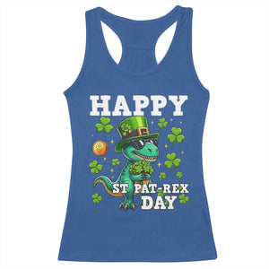 Happy St Pat Rex Day Racerback Tank Top St Patricks Day Dino Lover TS12 Royal Blue Print Your Wear
