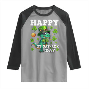 Happy St Pat Rex Day Raglan Shirt St Patricks Day Dino Lover TS12 Sport Gray Black Print Your Wear