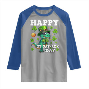 Happy St Pat Rex Day Raglan Shirt St Patricks Day Dino Lover TS12 Sport Gray Royal Print Your Wear