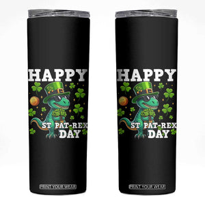 Happy St Pat Rex Day Skinny Tumbler St Patricks Day Dino Lover TS12 Black Print Your Wear