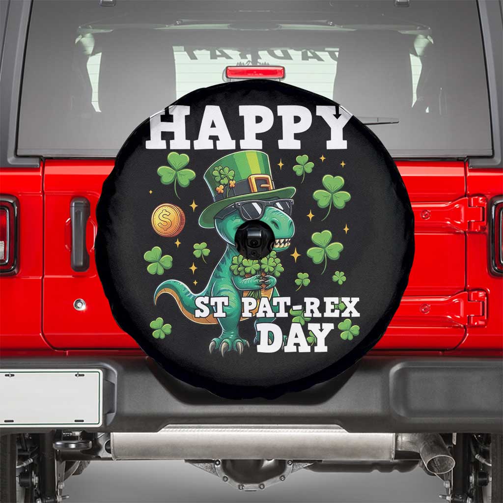 Happy St Pat Rex Day Spare Tire Cover St Patricks Day Dino Lover TS12 Black Print Your Wear