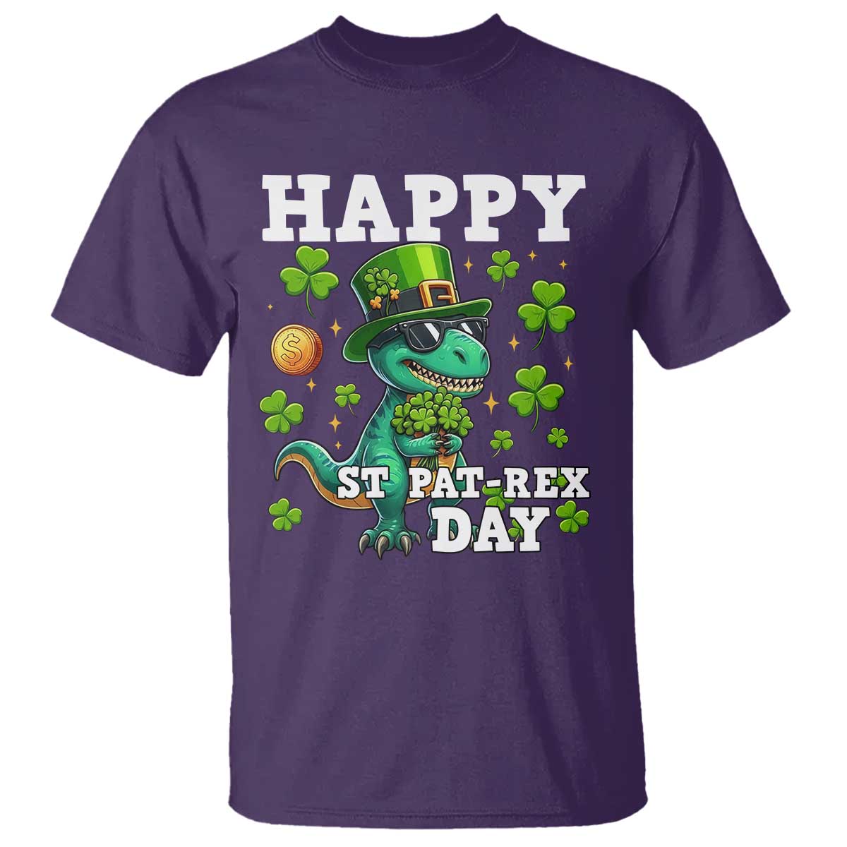 Happy St Pat Rex Day T Shirt St Patricks Day Dino Lover TS12 Purple Print Your Wear