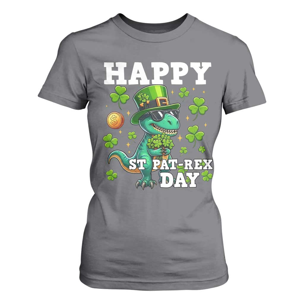 Happy St Pat Rex Day T Shirt For Women St Patricks Day Dino Lover TS12 Charcoal Print Your Wear